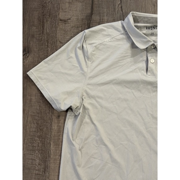 Rhone Mens Delta Pique Polo Shirt Size Large Gray Button Down Mesh Performance - Picture 5 of 8